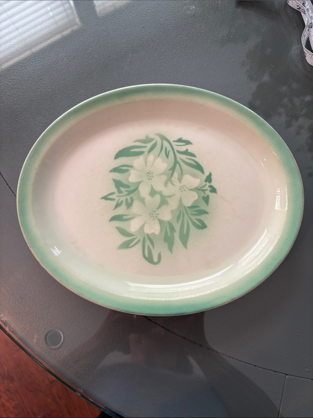 Syracuse China USA 89 Green Floral Ceramic Serving platter - Classic Home Dining